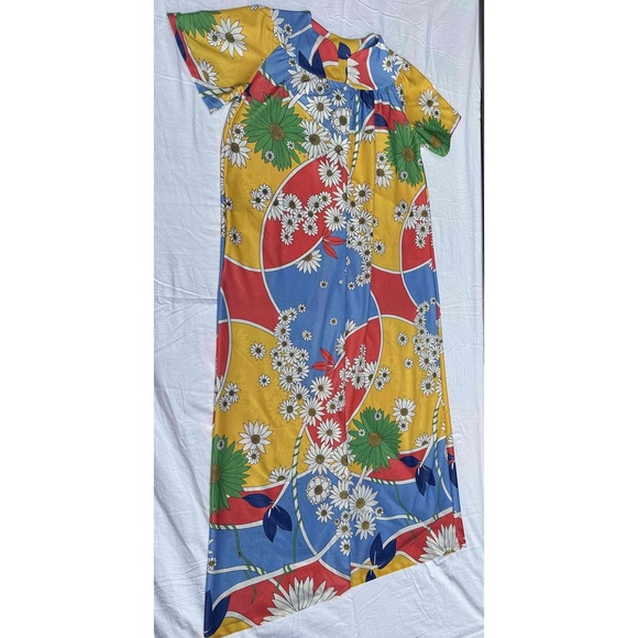 Vintage Mumu Robe Nightgown House Coat Disco 70s Grannycore Floral Womens - Picture 3 of 13